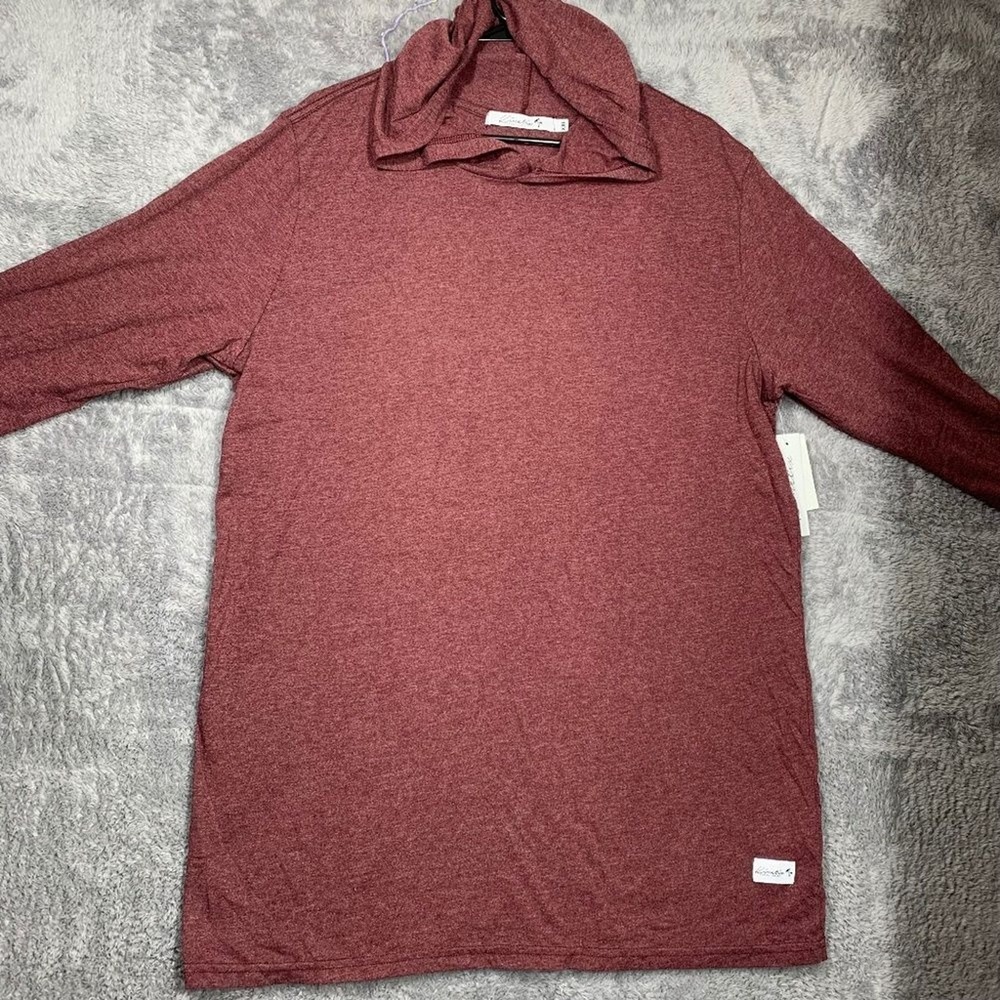 Kinetix Hooded T-Shirt Mens XXL Burgundy Heather Long Sleeve Casual Luxury KXHT